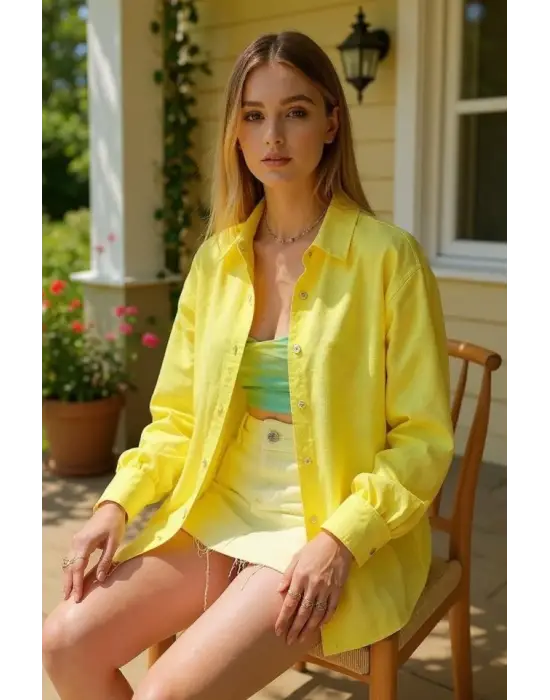 Kadın Uzun Kollu Oversize Gömlek