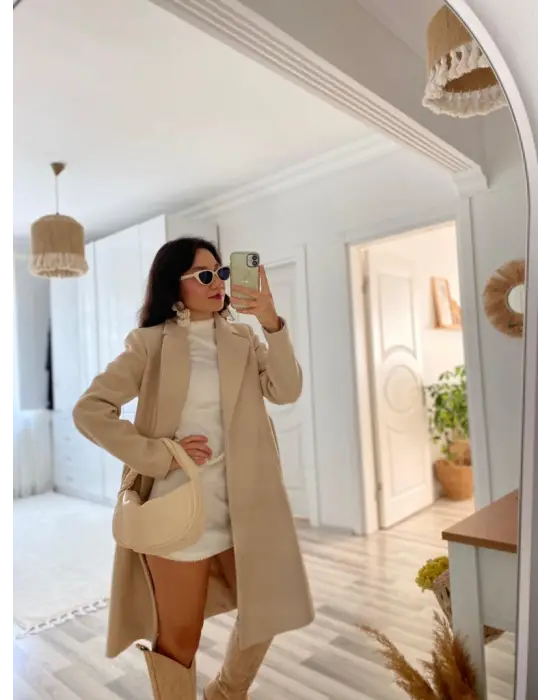 Kadın Uzun Kollu Peluş Mini Boy Elbise