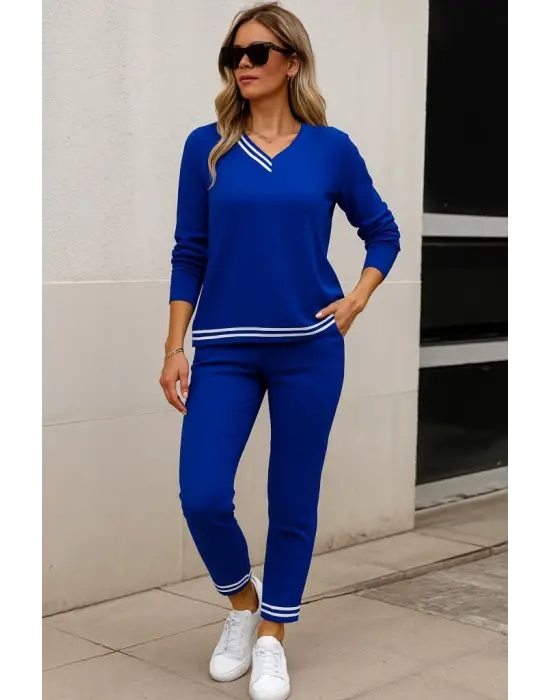 Kadın Uzun Kollu Ribana Detay Viskon Iki Iplik Ikili Takım