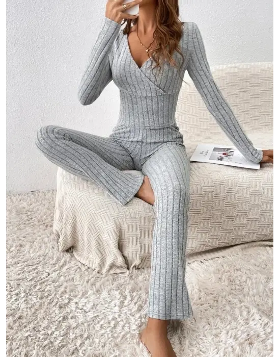 Kadın Uzun Kollu şardonlu Kaşkorse Ikili Takım