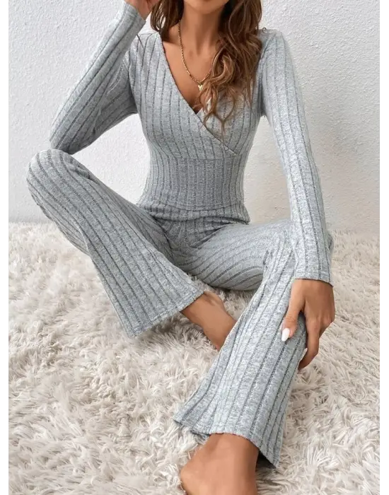 Kadın Uzun Kollu şardonlu Kaşkorse Ikili Takım