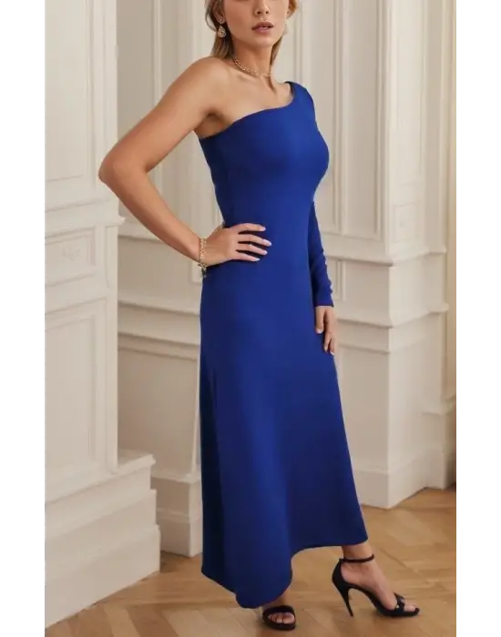 Omarı Zarif Kadın Tek Omuz Detay Elbise