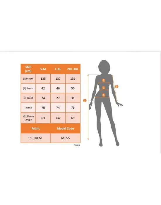 Kadın Uzun Kollu Uakadabağcıklı Beli Lastikli Desenli Uzun Süprem Elbise