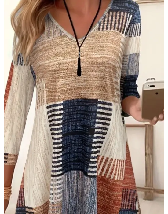 Kadın Uzun Kollu V Yaka Süprem Mini Elbise