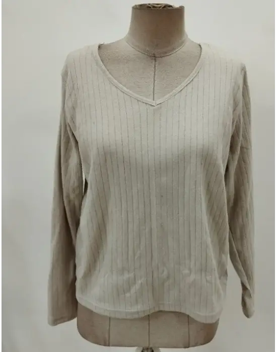 Kadın Uzun Kollu V Yakalı Arkadan Dantel Detaylı şardonlu Kaşkorse Bluz