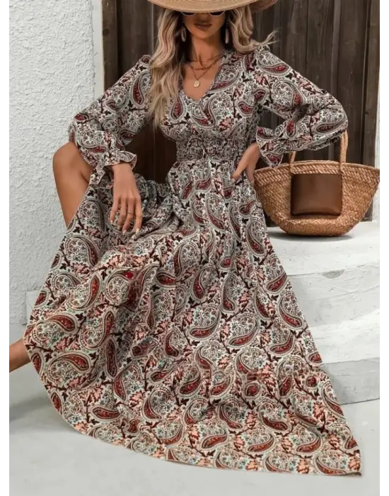 Modern Desenli Süprem Elbise