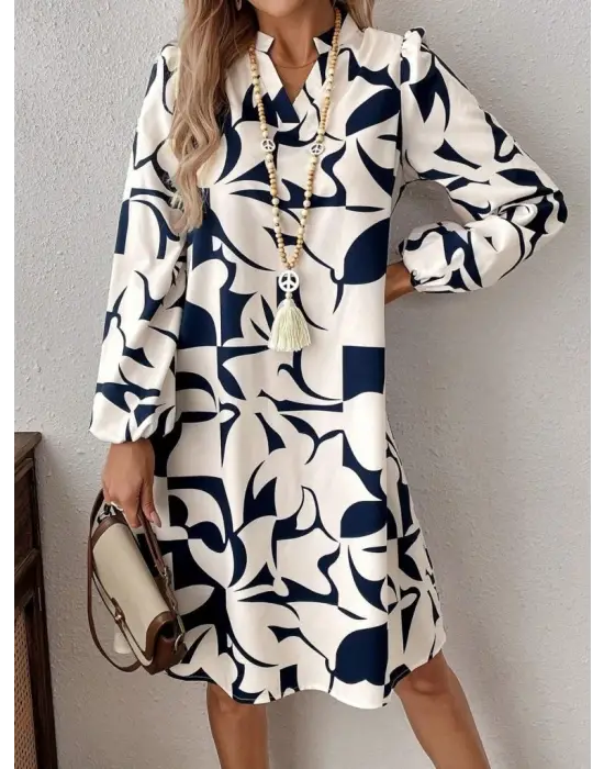 Çarpıcı Desenli Modal Mini Elbise