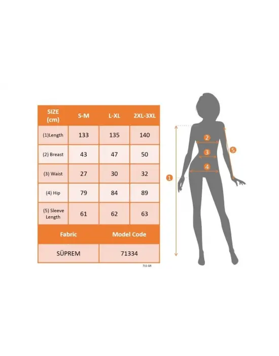 Kadın Uzun Kollu V Yakalı Desenli Süprem Elbise