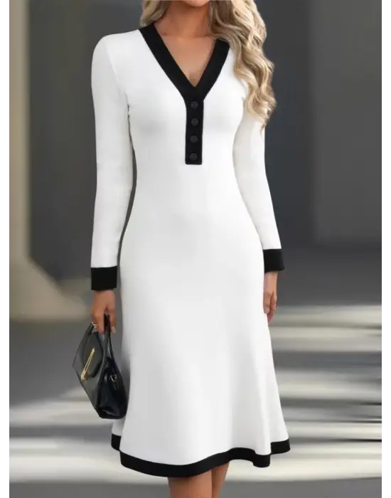 Çarpıcı V Yakalı Modal Elbise