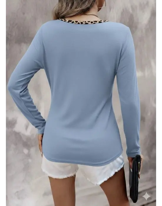 Kadın Uzun Kollu V Yakalı Kaşkorse Bluz