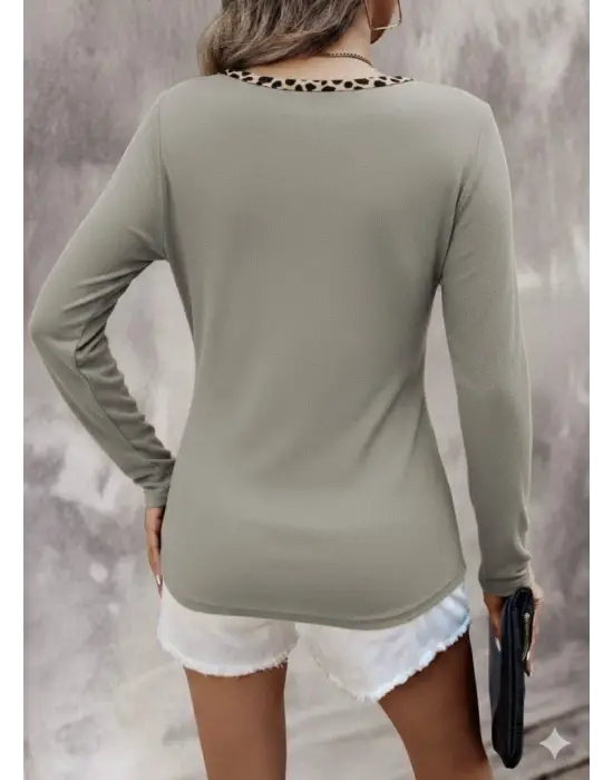 Kadın Uzun Kollu V Yakalı Kaşkorse Bluz