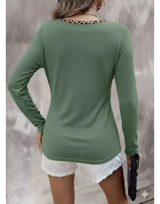 Kadın Uzun Kollu V Yakalı Kaşkorse Bluz