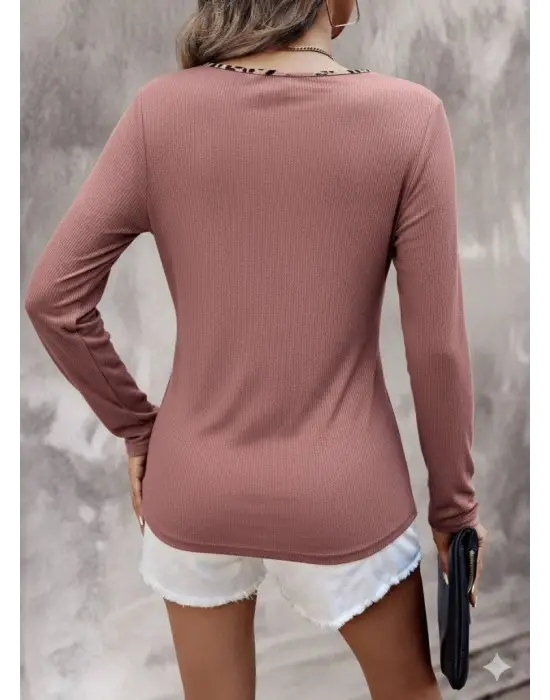 Kadın Uzun Kollu V Yakalı Kaşkorse Bluz