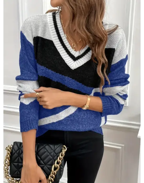 Omarı Uzun Kollu V Yakalı Kısa Elbise