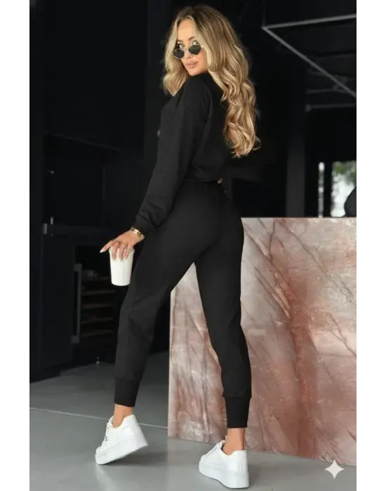 Kadın Uzun Kollu V Yakalı Viskon Iki Iplik Bluz Ve Pantolon Ikili Takım