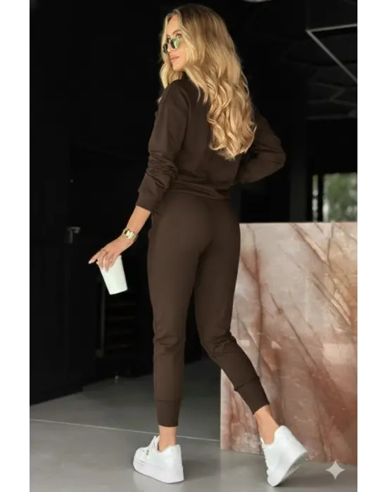 Kadın Uzun Kollu V Yakalı Viskon Iki Iplik Bluz Ve Pantolon Ikili Takım