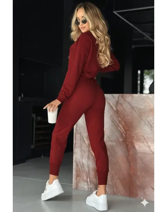 Kadın Uzun Kollu V Yakalı Viskon Iki Iplik Bluz Ve Pantolon Ikili Takım