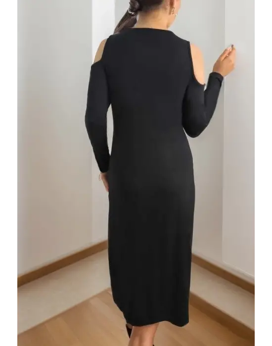 Omarı Güpürlü Madonna Yaka Kadın Midi Boy Elbise