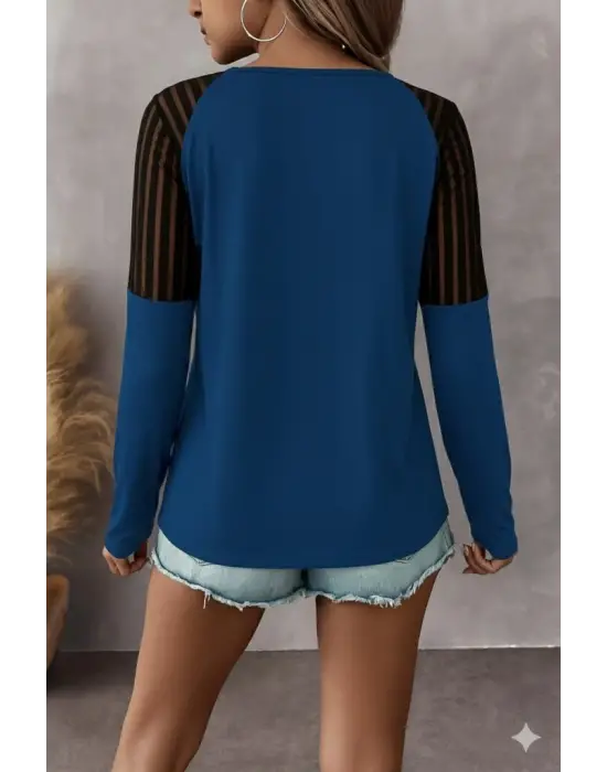 Kadın Uzun Kollu Yakadan Fermuarlı Viskon Bluz