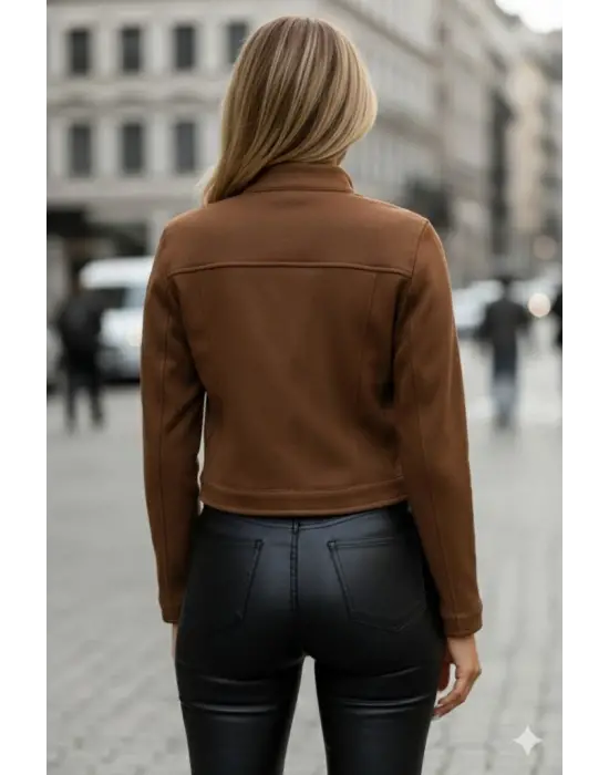 Modern Süet Kısa Ceket