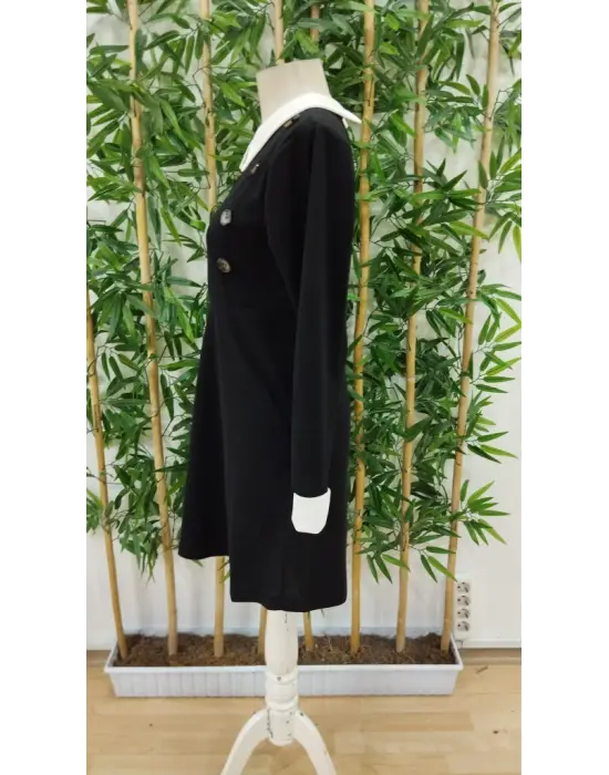 Kadın Uzun Kollu Yakalı A Kesim Kısa Ithal Krep Elbise