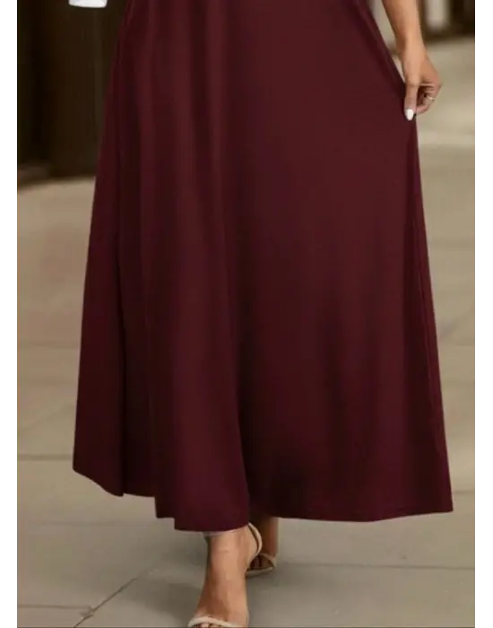 Kadın Uzun Kollu Yakalı önden Fermuarlı Uzun Viskon Iki Iplik Elbise