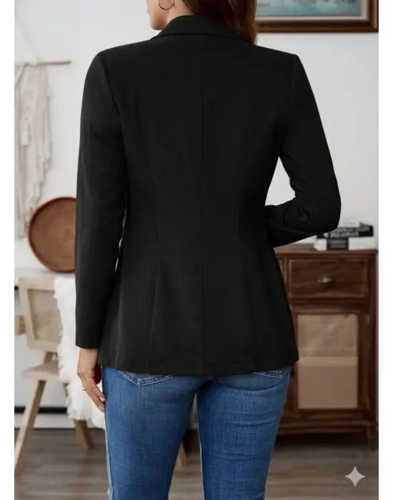 Kadın Uzun Kollu Yakalı Tek Düğmeli Süet Ceket