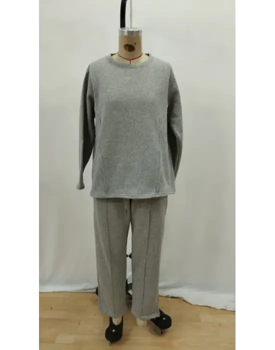 Kadın Uzun Kollu Yanları Nervurlu Viskon Iki Iplik Ve Pantolon Ikili Takım