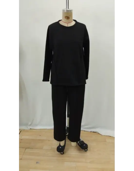 Kadın Uzun Kollu Yanları Nervurlu Viskon Iki Iplik Ve Pantolon Ikili Takım