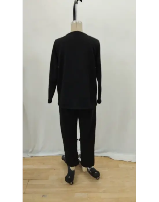 Kadın Uzun Kollu Yanları Nervurlu Viskon Iki Iplik Ve Pantolon Ikili Takım