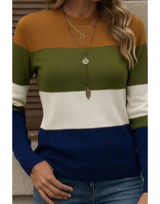 Kadın Uzun Kollu Yarı Balıkçı Yaka Triko Kazak