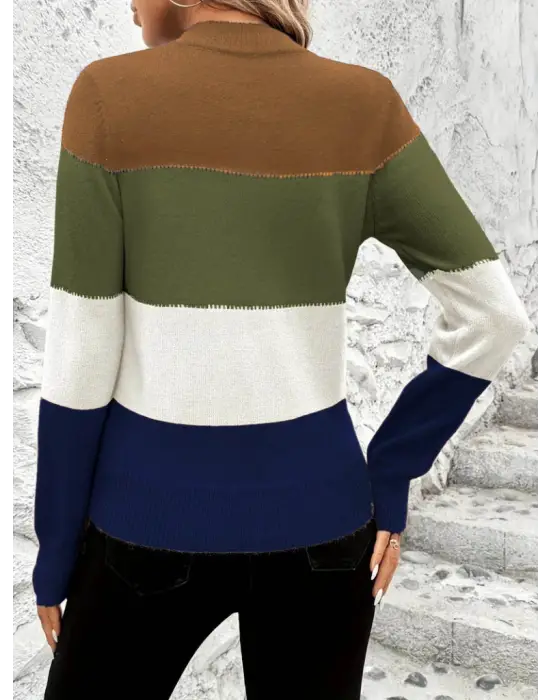 Kadın Uzun Kollu Yarı Balıkçı Yaka Triko Kazak