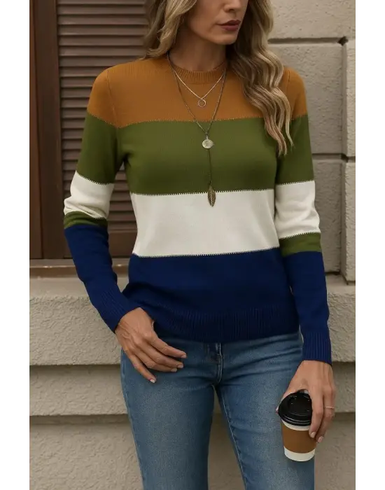 Kadın Uzun Kollu Yarı Balıkçı Yaka Triko Kazak