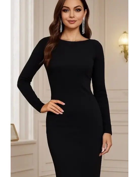 Kadın Uzun Kollu Yuvarlak Yaka Akrilik Elbise