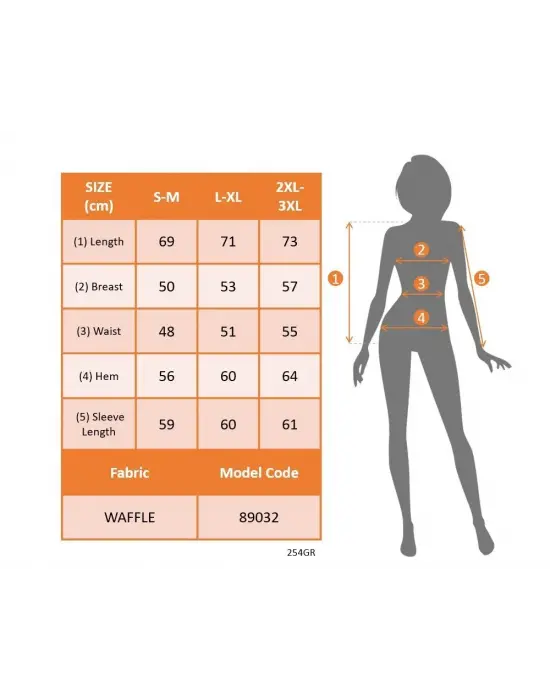 Kadın Uzun Kollu Yuvarlak Yaka Arkadan Düğmeli Waffle Bluz