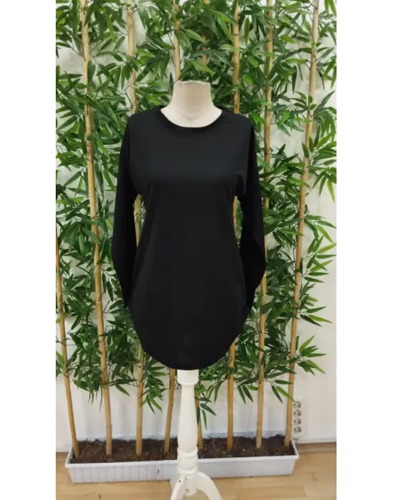 Kadın Uzun Kollu Yuvarlak Yaka Salaş Iki Iplik Bluz