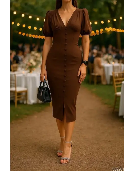 Omarı Zarif Kadın V Yaka Elbise