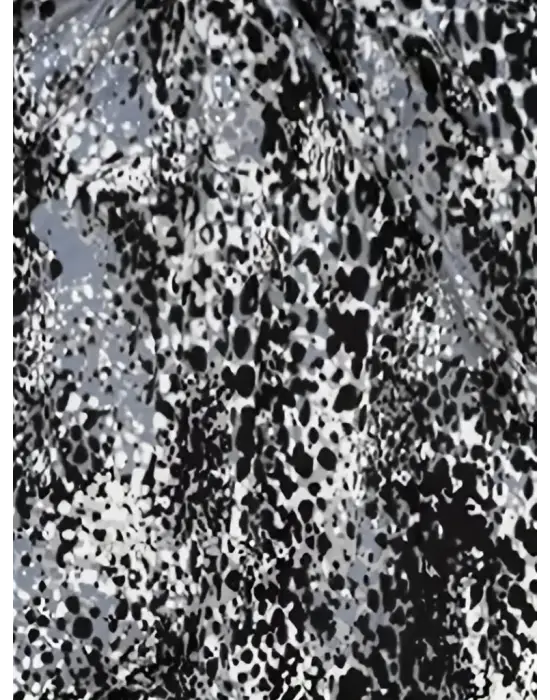 Kadın V Yaka Renkli Leopar Desen Büzgü Detay Süprem Bluz