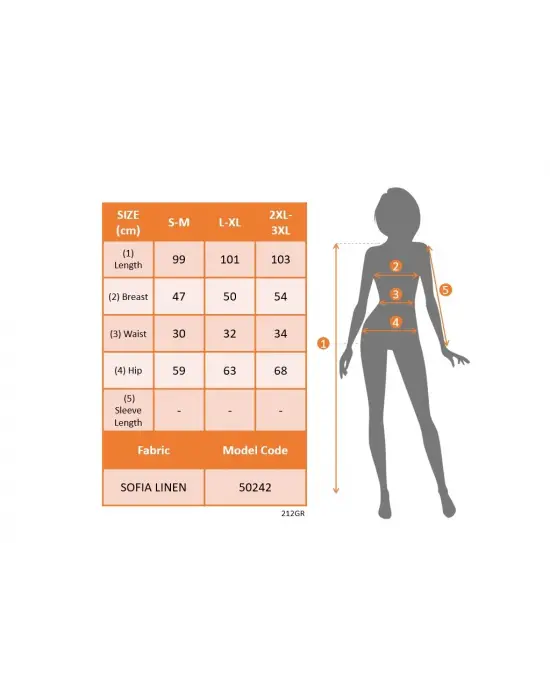 Kadın V Yakalı önden Düğme Detay Beli Lastikli Keten Kısa Elbise