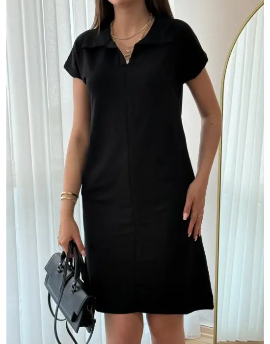 Omarı Hafif ve Şık Kadın Kısa Kollu Elbise