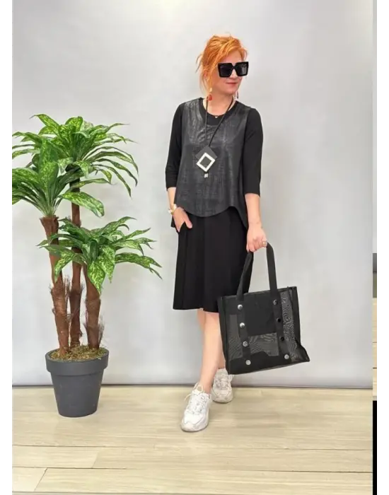 Kadın Viskon Kumaş Cep Detaylı üçlü Takım