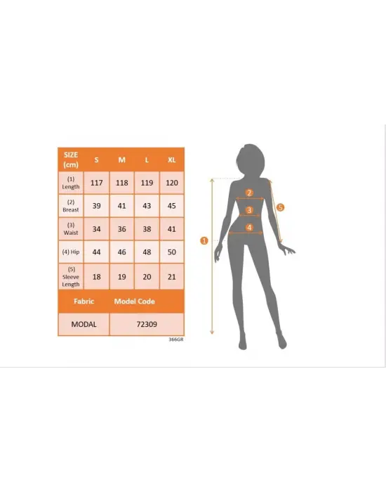 Kadın Yarım Ay Kollu Yuvarlak Yaka önünde Toka Detaylı Modal Maxi Elbise