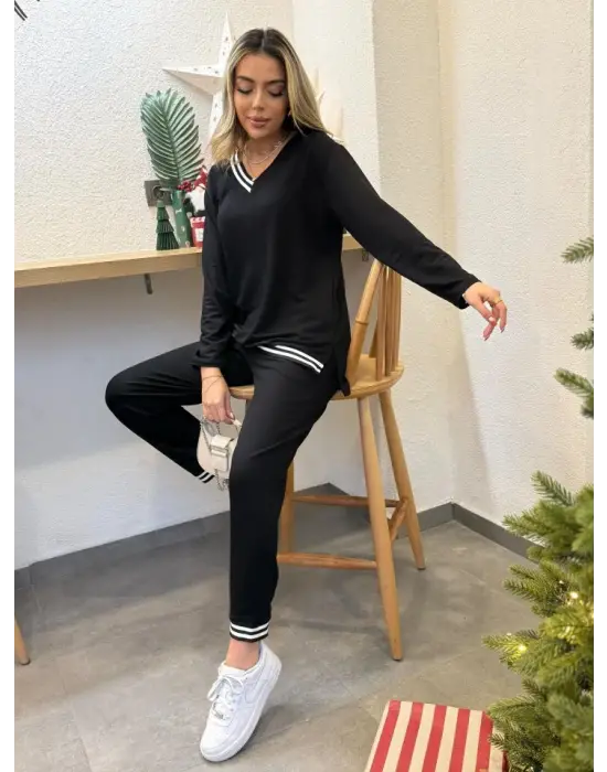 Kadın Yeni Sezon Uzun Kollu Ribana Detay Ikili Takım