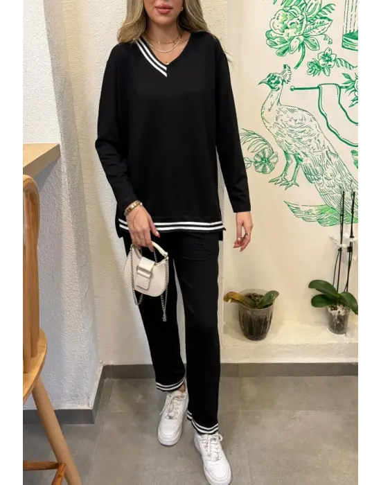 Kadın Yeni Sezon Uzun Kollu Ribana Detay Ikili Takım