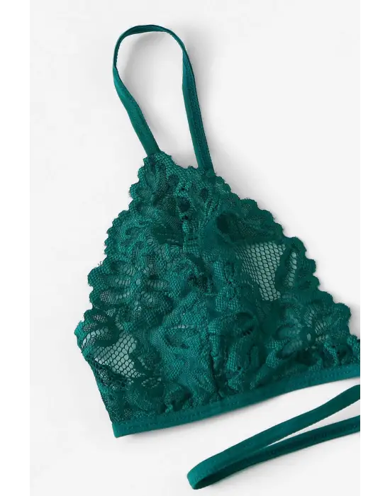 Omarı Yeşil Şık Sütyen Külot Takımı