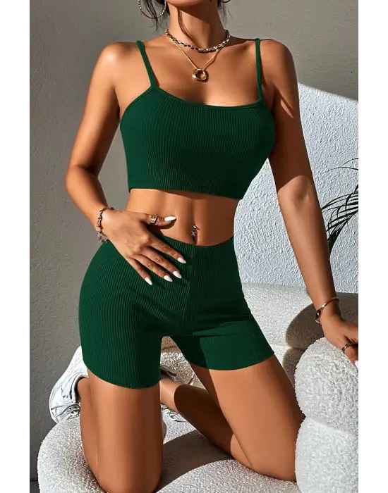 Omarı Şık Yeşil Kaşkorse Gecelik Takım