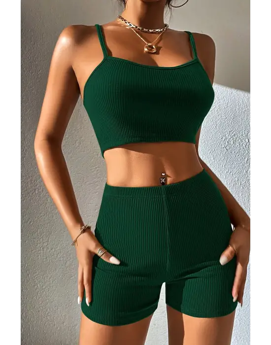 Omarı Şık Yeşil Kaşkorse Gecelik Takım