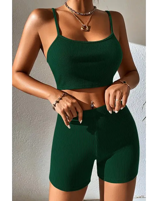 Omarı Şık Yeşil Kaşkorse Gecelik Takım