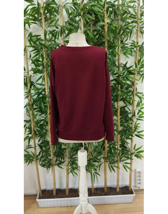 Omarı Desenli Viskon Uzun Kollu Kadın Bluzu