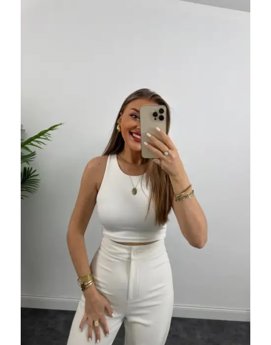 Kadın Yüksek Bel Atlas Kumaş Palazzo Pantolon